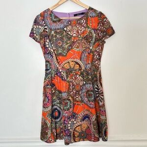 Ark & Co Kaleidoscope All Over Print Dress Size Medium Celestial Art to Wear*D96